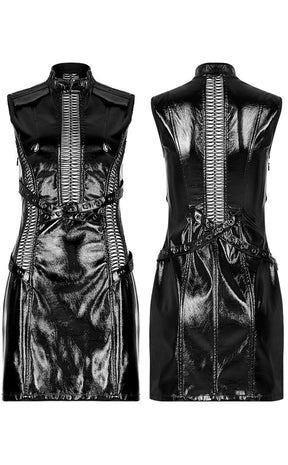 Vertebrae Faux Leather Dress | Punk Rave Australia | Alt Goth Clothing Vertebrae Faux Leather Dress | Punk Rave Australia | Alt Goth Clothing