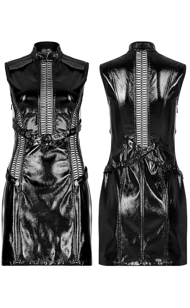 Vertebrae Faux Leather Dress-Punk Rave-Tragic Beautiful