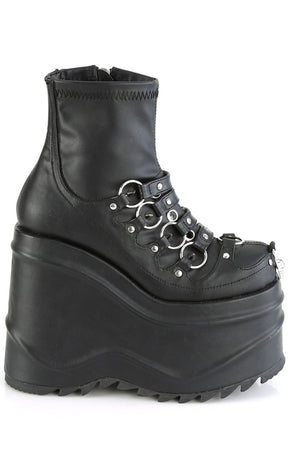 WAVE-110 Black Matte Stretch Ankle Boots-Demonia-Tragic Beautiful