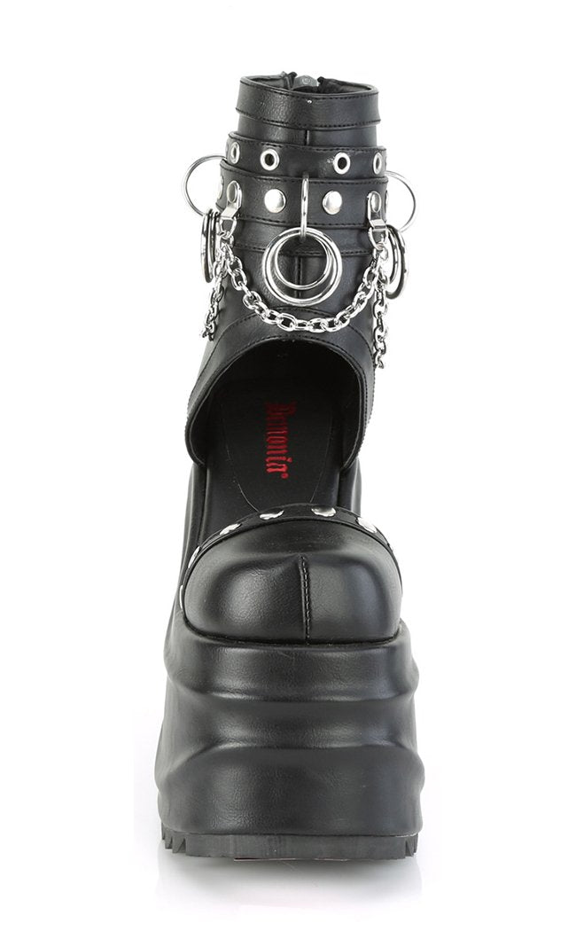 WAVE-22 Studded Platform Wedge Sandals | Black Matte-Demonia-Tragic Beautiful