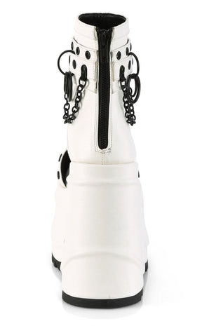 WAVE-22 White Vegan Leather Platform Sandals-Demonia-Tragic Beautiful