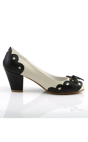 WIGGLE-17 Blk-Cream Faux Leather Heels-Pin Up Couture-Tragic Beautiful