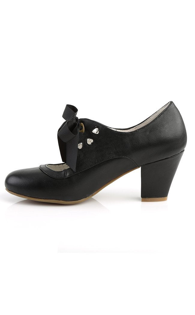 WIGGLE-32 Blk Faux Leather Heels-Pin Up Couture-Tragic Beautiful