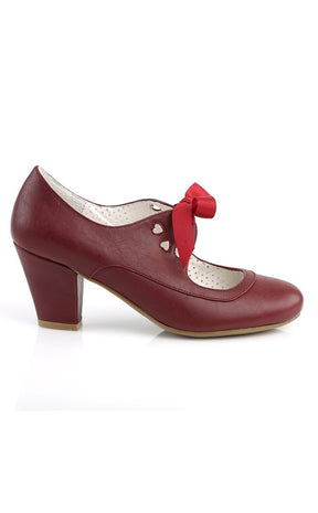 WIGGLE-32 Burgundy Faux Leather Heels-Pin Up Couture-Tragic Beautiful