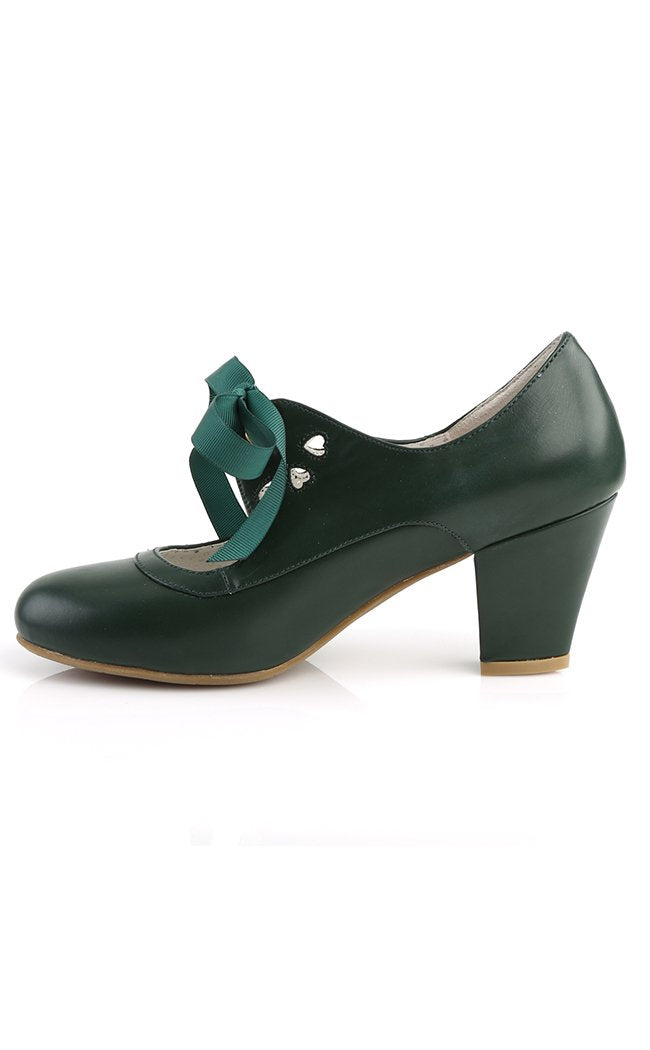 WIGGLE-32 Dark Green Faux Leather Heels-Pin Up Couture-Tragic Beautiful