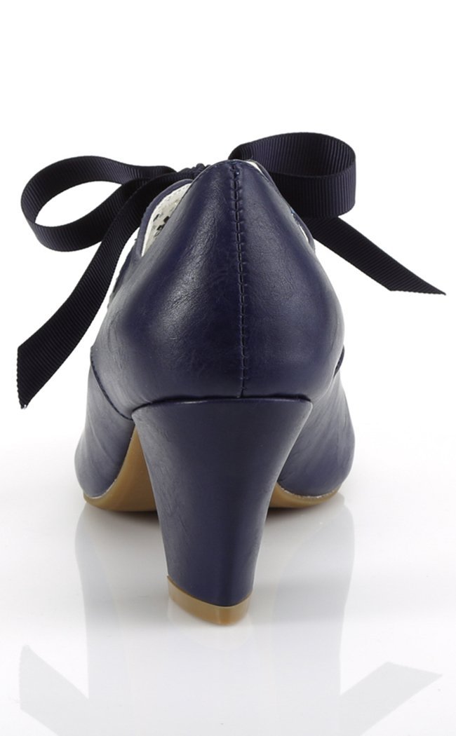 WIGGLE-32 Navy Blue Faux Leather Heels (Last Pair: 10)-Pin Up Couture-Tragic Beautiful