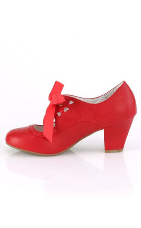 WIGGLE-32 Red Faux Leather Heels-Pin Up Couture-Tragic Beautiful