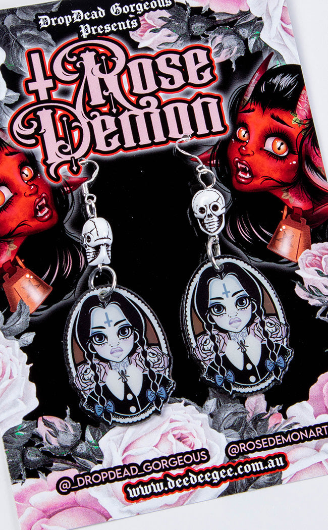 Wednesday Holo Earrings-Rose Demon-Tragic Beautiful