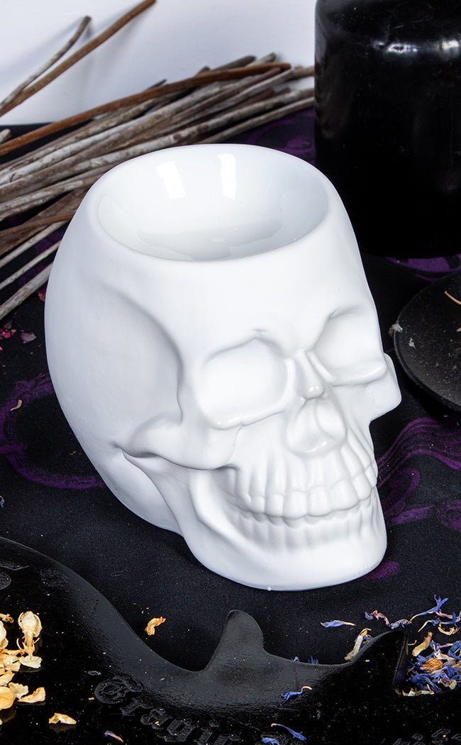 White Skull Oil Burner-Gothic Gifts-Tragic Beautiful