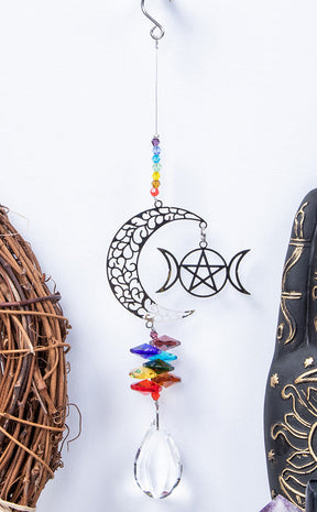 Wiccan Crystal Suncatcher | Crescent Moon-Gothic Gifts-Tragic Beautiful