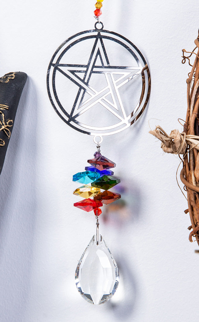 Wiccan Crystal Suncatcher | Pentagram-Gothic Gifts-Tragic Beautiful