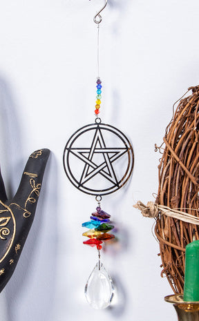 Wiccan Crystal Suncatcher | Pentagram-Gothic Gifts-Tragic Beautiful
