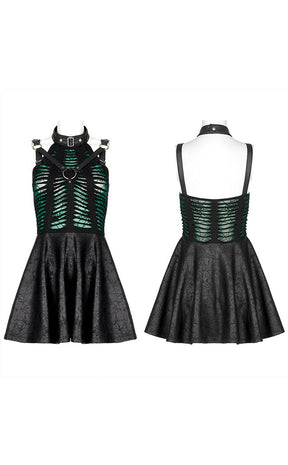 Wicked Weave Harness Dress | Black & Green-Punk Rave-Tragic Beautiful