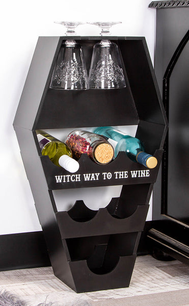 Witchy Wine Coffin Shelf Unique Gothic Decor Homewares - Main Image