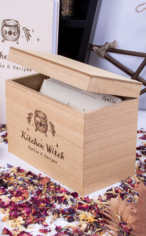 Kitchen Witch Wooden Recipe Box-Homewares-Tragic Beautiful