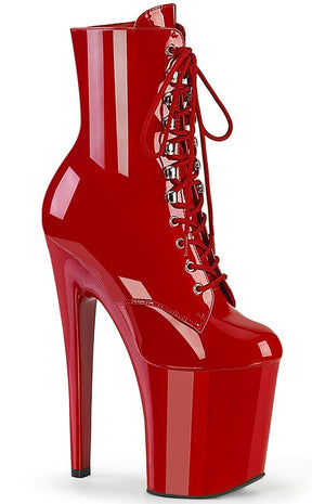 XTREME-1020 Red Patent Ankle Boots-Pleaser-Tragic Beautiful