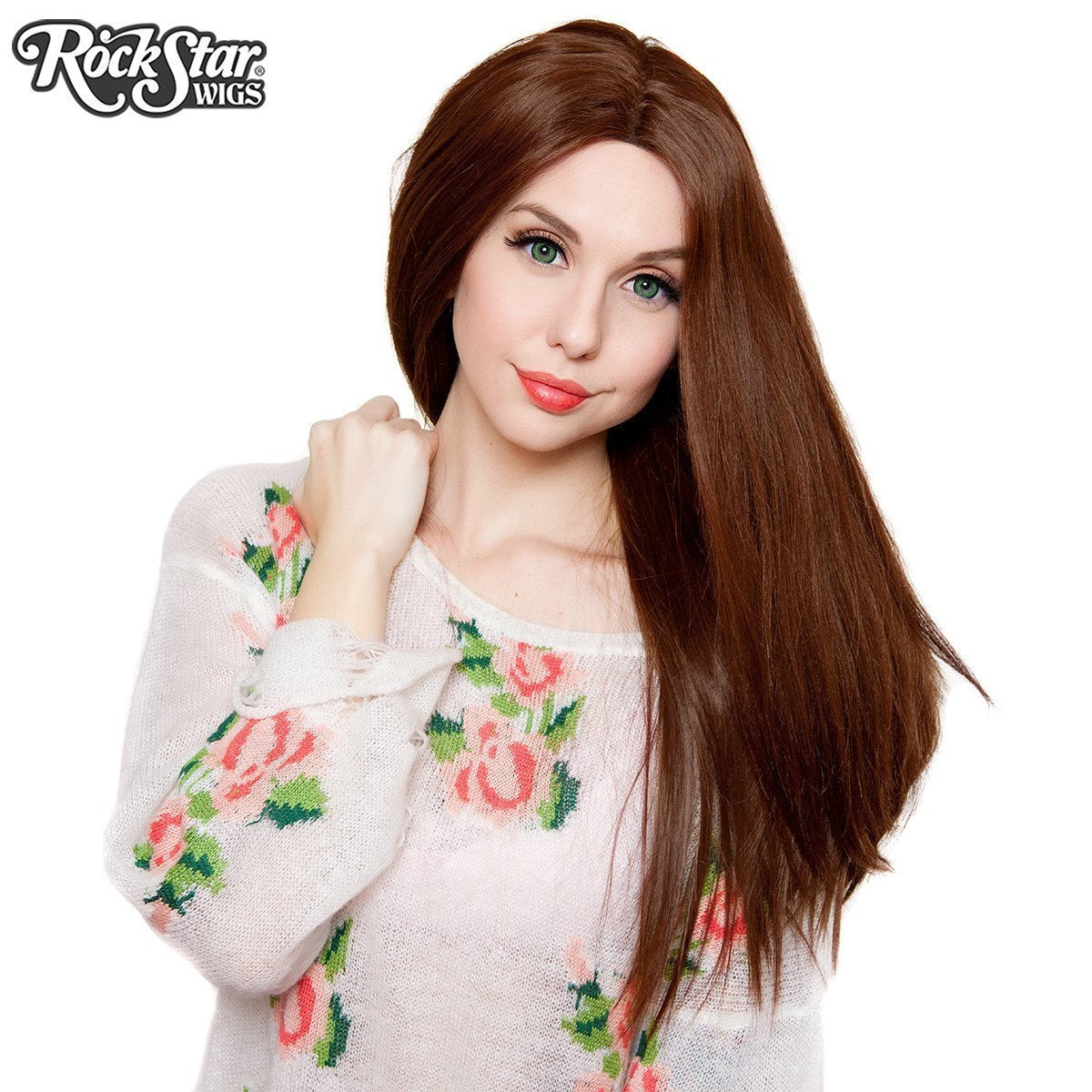 Yaki 26 Inch Straight Chocolate Brown Lace Front Wig-Rockstar Wigs-Tragic Beautiful