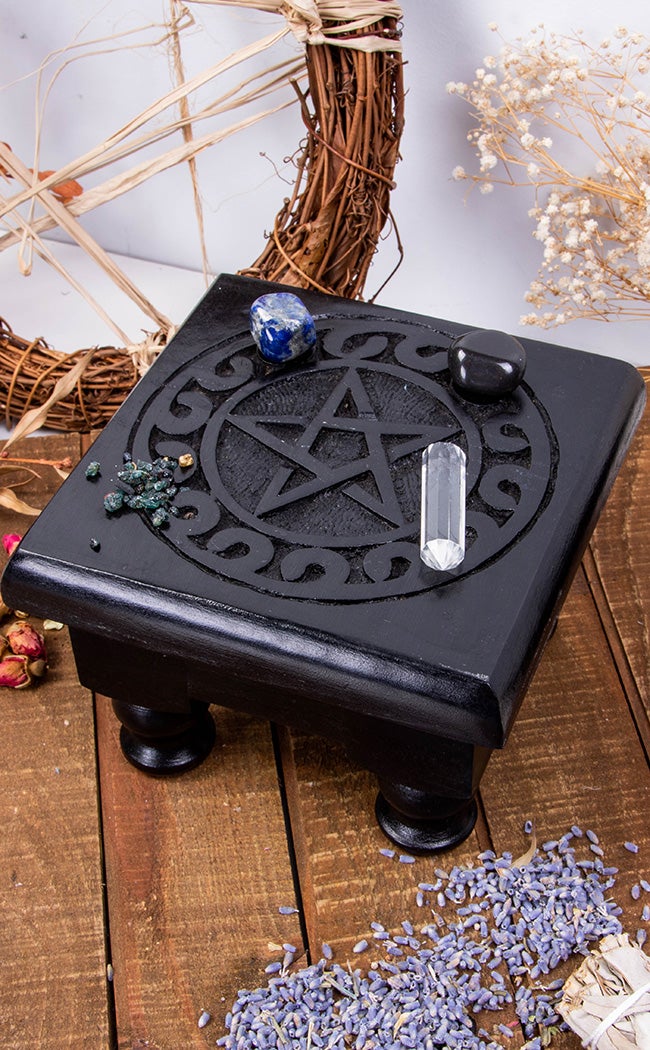 Altar Table | Pentagram Print Black-TB-Tragic Beautiful