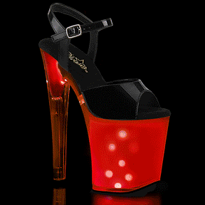DISCOLITE-809 Black Patent/White Glow Colour Changing Light Up Heels