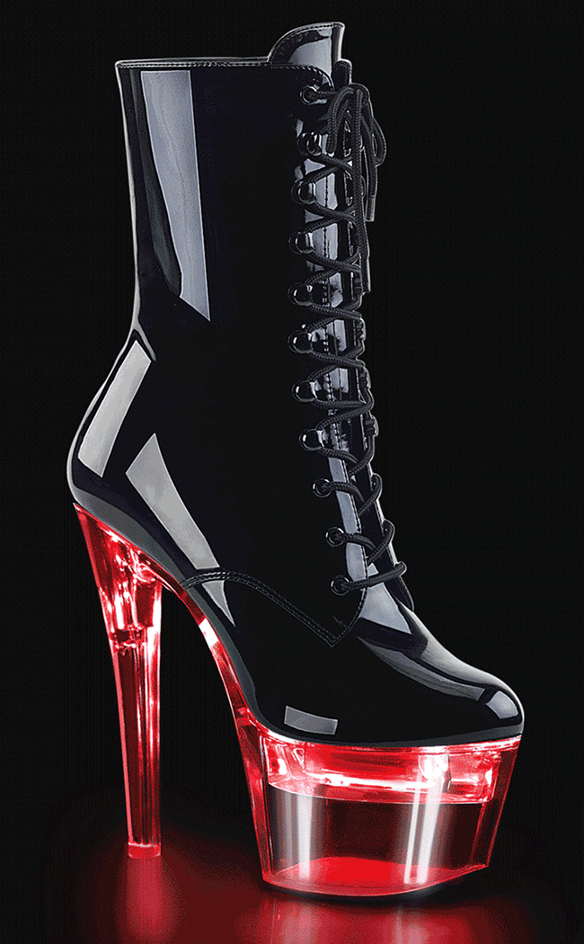FLASHDANCE-1020-7 Light-up Black Patent Ankle Boots