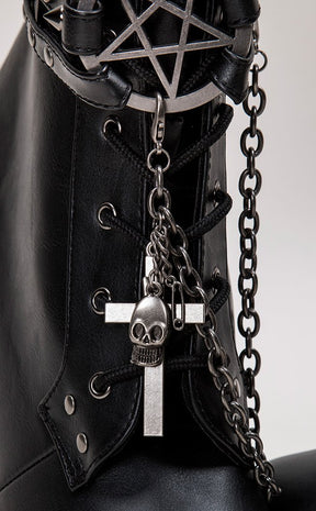 MUERTO-1001 Black & Pewter Steampunk Boots-Demonia-Tragic Beautiful