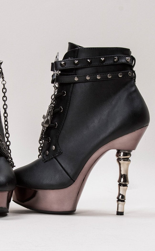 MUERTO-1001 Black & Pewter Steampunk Boots-Demonia-Tragic Beautiful