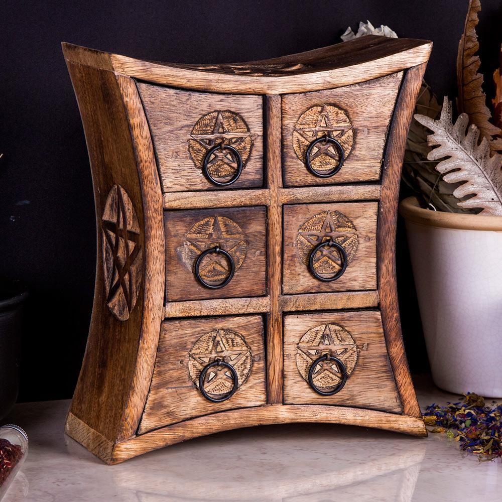 Pentacle Six Drawer Apothecary Box-TB-Tragic Beautiful