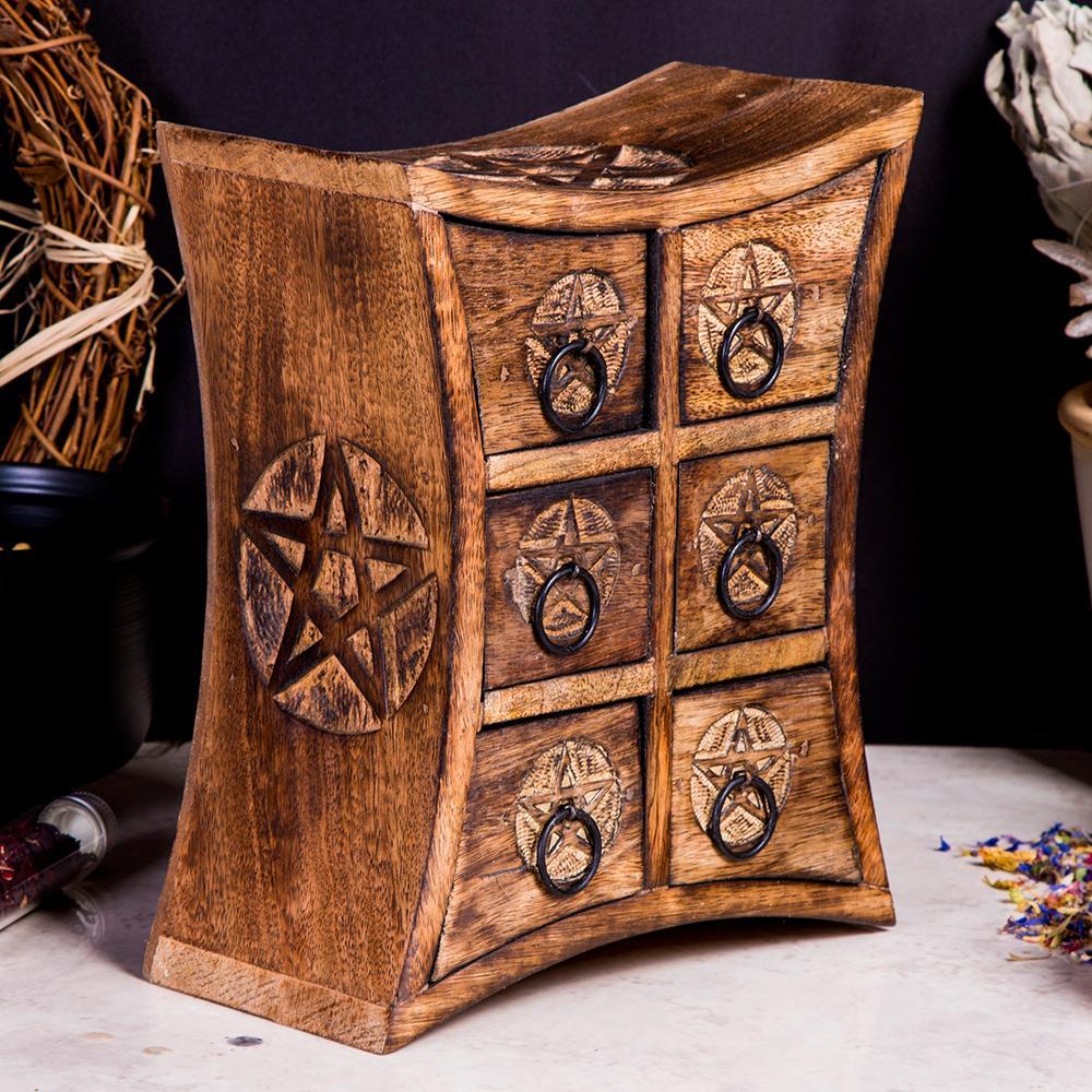 Pentacle Six Drawer Apothecary Box-TB-Tragic Beautiful