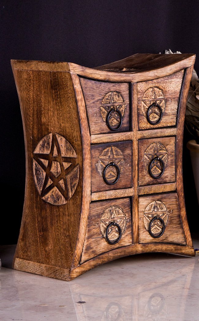 Pentacle Six Drawer Apothecary Box-TB-Tragic Beautiful
