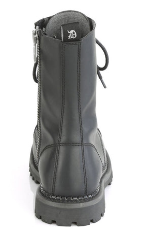 RIOT-10 Black Vegan Leather Boots-Demonia-Tragic Beautiful